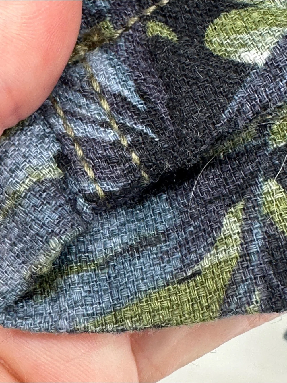 Men's 36 Tropical Leaf Print Linen Cotton Flat Front Shorts - Blue Green Beach